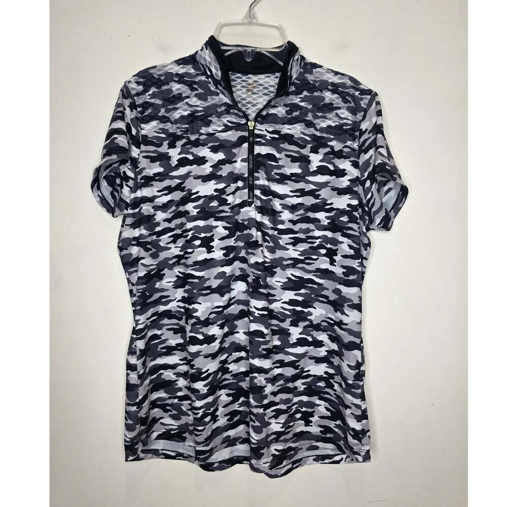 EP Pro black white grey camoflauge camo short sleeve polo shirt - large